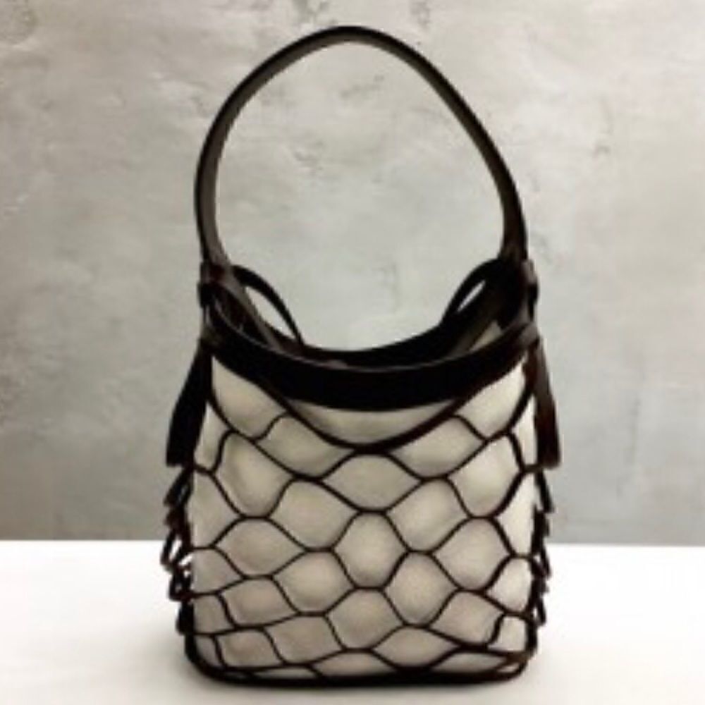 BCBG MAX AZRIA New Leather/ Linen-Fishnet Tote